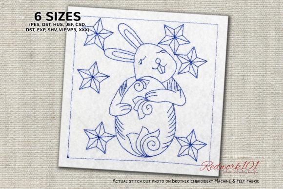 Bunny in Love with Egg Redwork Review