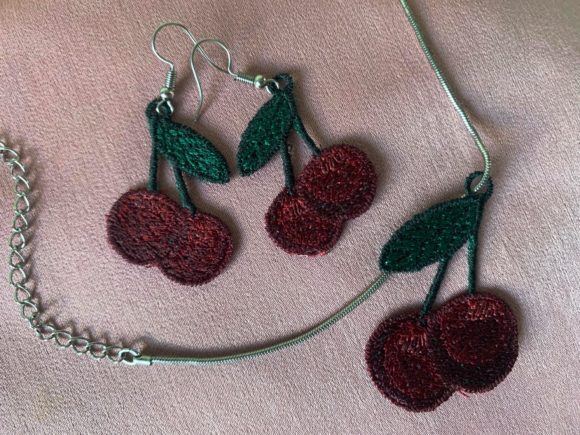 Cherry Earrings and Pendant Embroidery Review