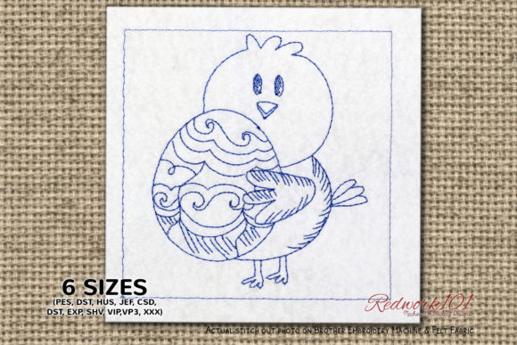 Cute Chick with Easter Egg Redwork Review