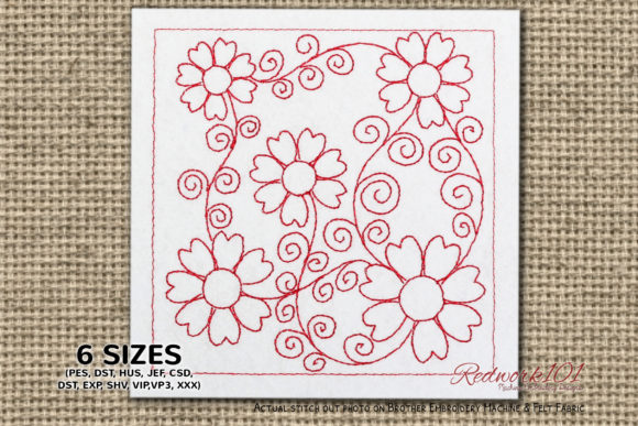 Seamless Flower Quilt Design Redwork Review