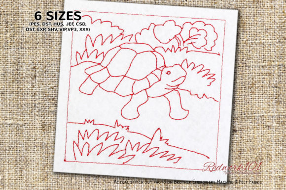 Tortoise Redwork Embroidery Review